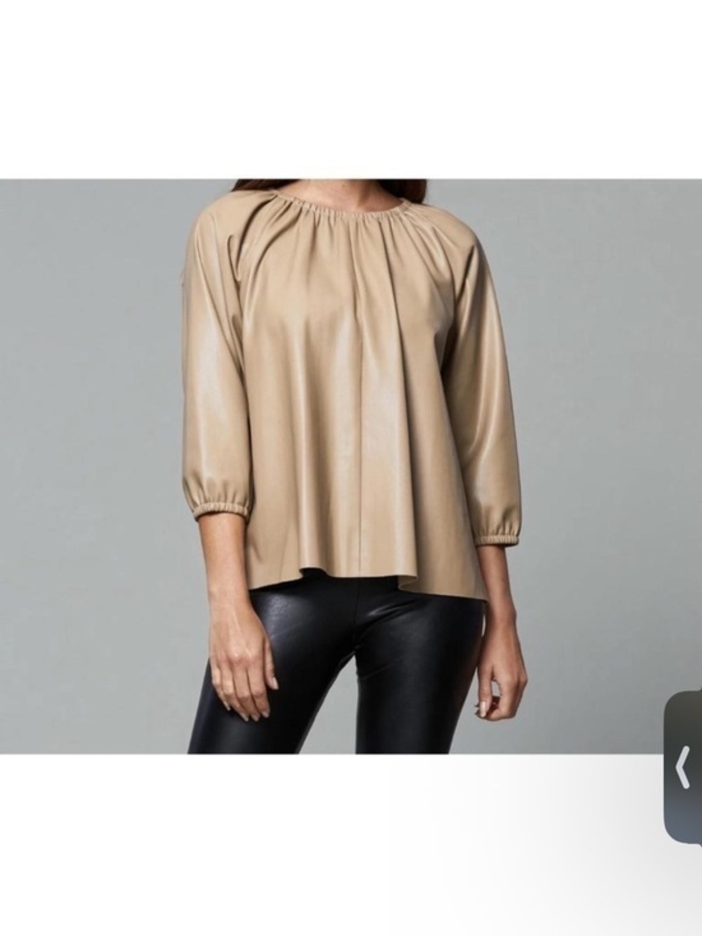NWT Dolce Cabo Faux Leather Puff Sleeve Top Size XL